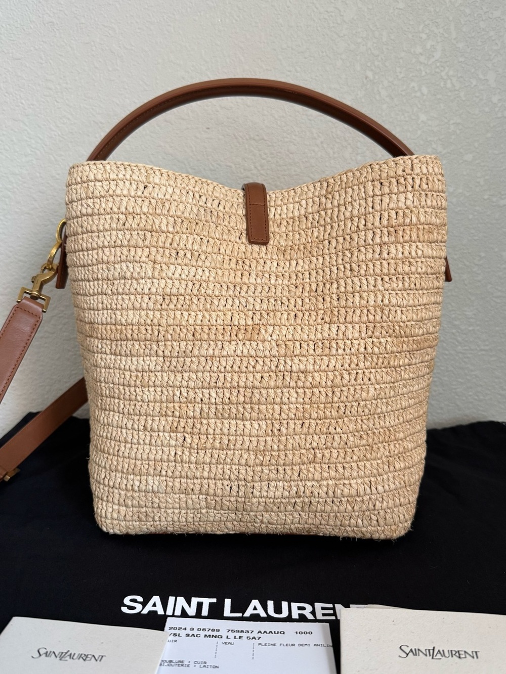 SAINT LAURENT Raffia Le 37 Two Way Bag - Picture 7 of 11